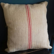 Coussin chanvre rayé rouge