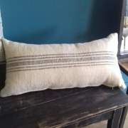 Coussin chanvre rayé noir