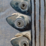 Coussin 3 sardines bleu