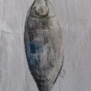 Chemin de table en tissu ancien peint à la main