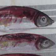 Coussin toile à matelas sardines bordeaux