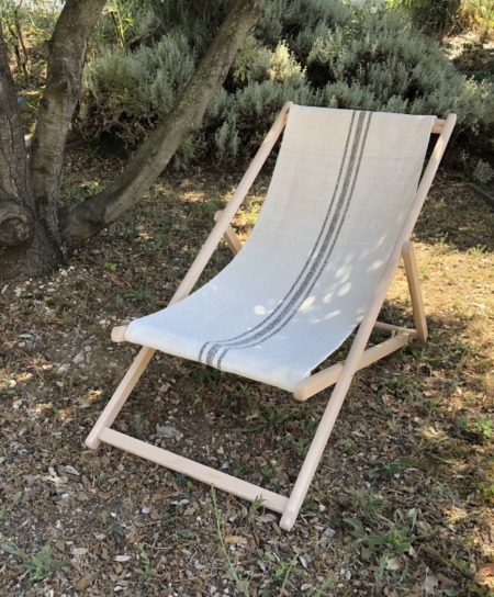 Chilienne bois moulin - tissu sac à grain rayé noir